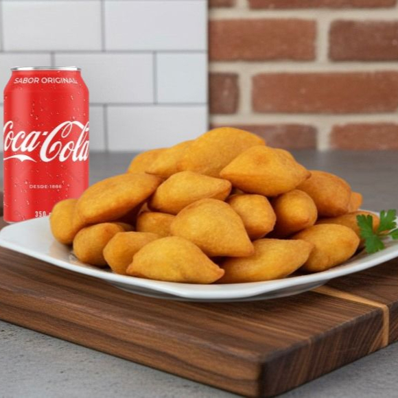 15gm cada salgadinho, salgadinhos mistos contendo: Coxinha Queijo e presunto enroladinho de salsicha Queijo Kibe Risole de carne Calabresa ``Caso nao queira algum sabor pode especificar abaixo``.