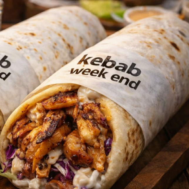 Pão árabe,frango assado Pão árabe ,frango e salada (tomate ‘alface ‘cebola ‘salsa ‘repolho)acompanhamento molho de alho Árabe