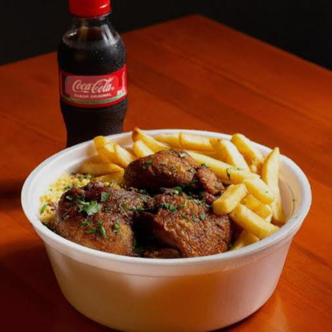 Marmita executiva aconpanha arroz ,feijao, bife , batatas fritas salada fresca , farofa coca-cola 350ml