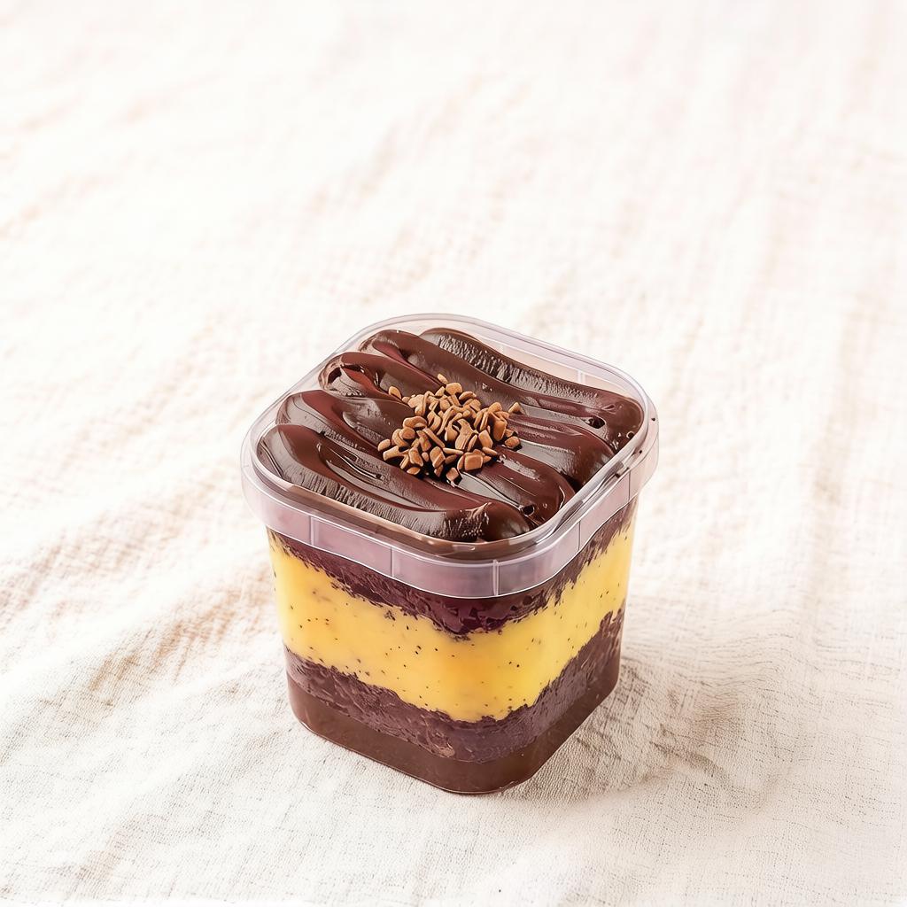 Creme de brigadeiro com creme de maracuja e bolo de chocolate