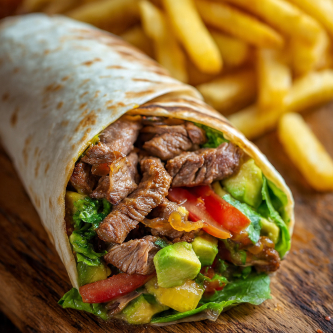 WRAP BISTEC A LA MEXICANA + PAPAS