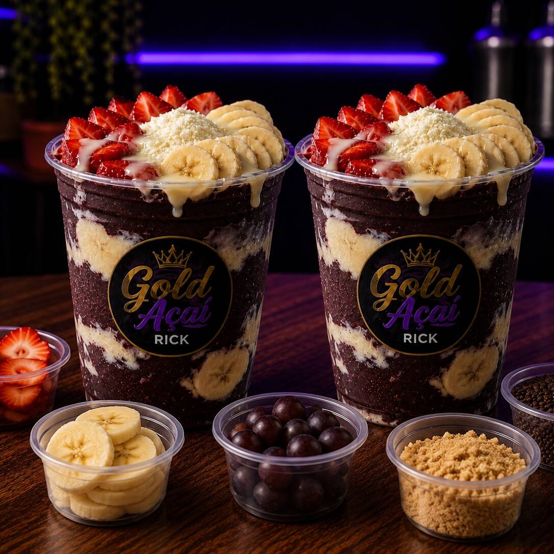 Até 4 adicionais: morango, banana, leite em pó, leite condensado, Nutella, KitKat, gotas de chocolate, paçoca, granola.