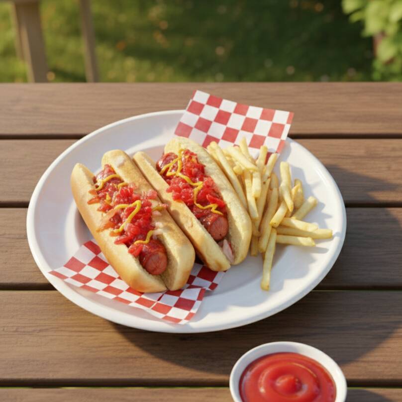 Paquete dos Hot Dogs Sencillos con papas