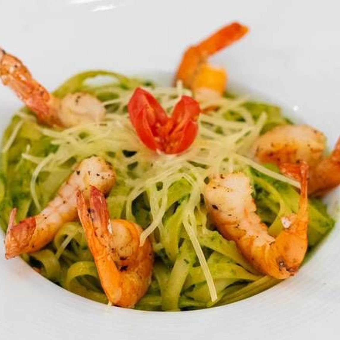 Pasta a la Poblana con Camarones