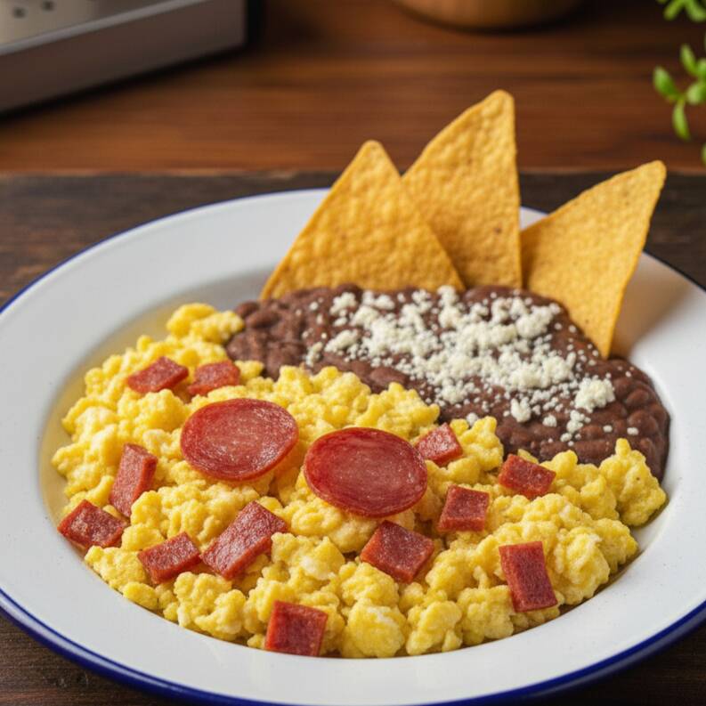 Huevitos Revueltos con Salami