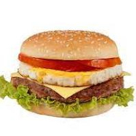 Pão, carne, queijo, ovo, molho especial e alface .