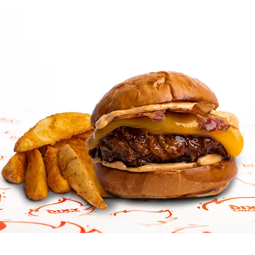 Hamburguesa "general Dixy" y Paponas