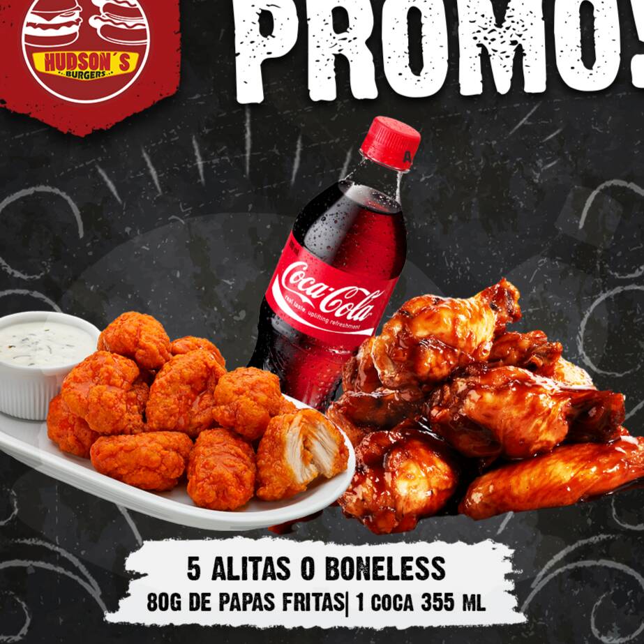 5 ALITAS/BONELESS/TENDERS + PAPAS + COCA