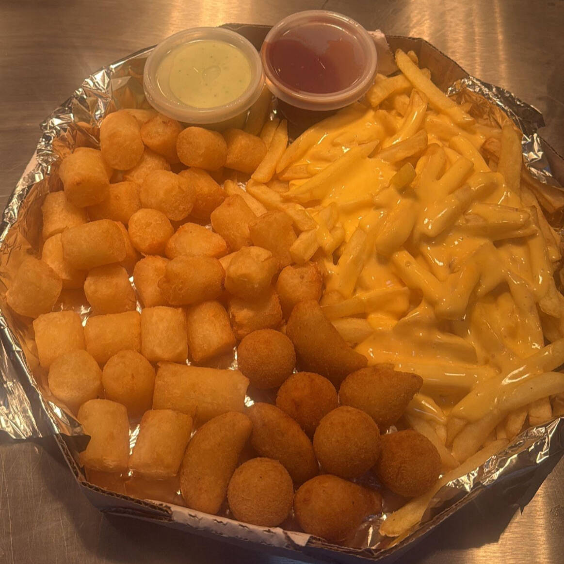 500gr de batata e cheddar 10 salgadinho e aipim