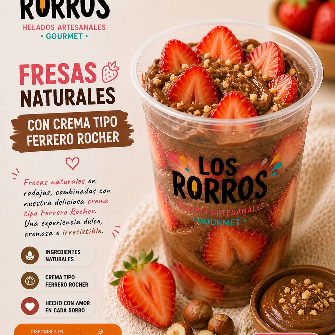 FRESAS CON CREMA TIPO FERRERO ROCHER CONGELADAS