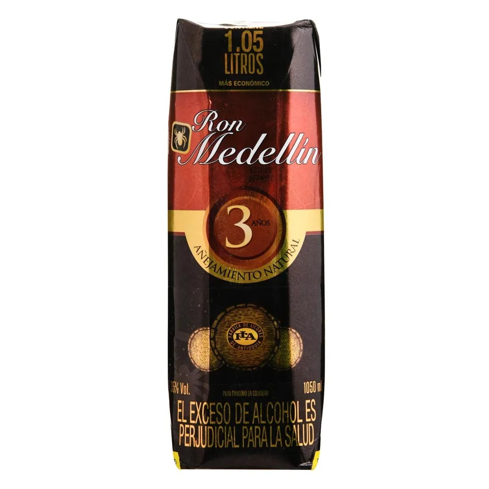 Ron Medellin 3 años Cartón 1000ml
