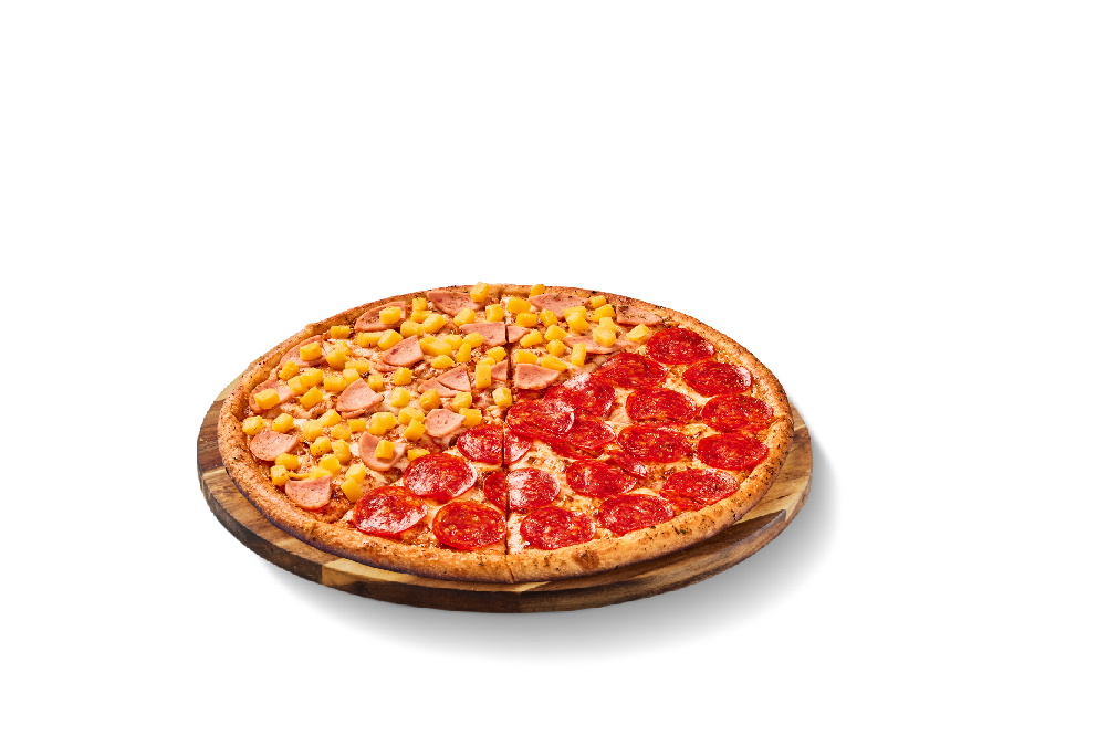 Pizza por Mitades Grande.