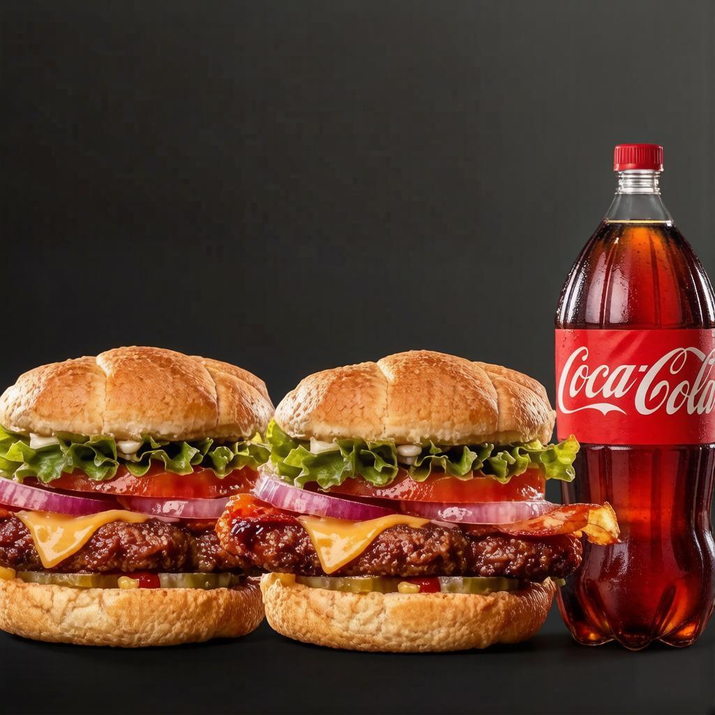 PAO DE HAMBURGUER - HAMBURGUER CASEIRO - PRESUNTO - MUSSARELA - BACON - OVO - TOMATE - ALFACE - MOLHO MAIS 1 COCA DE 600ML