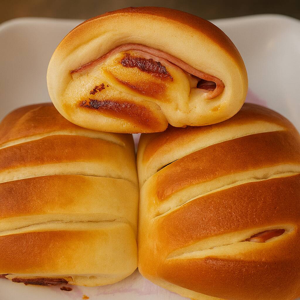 Massa macia e douradinha recheada com presunto selecionado, queijo derretido e fatia fresca de tomate.