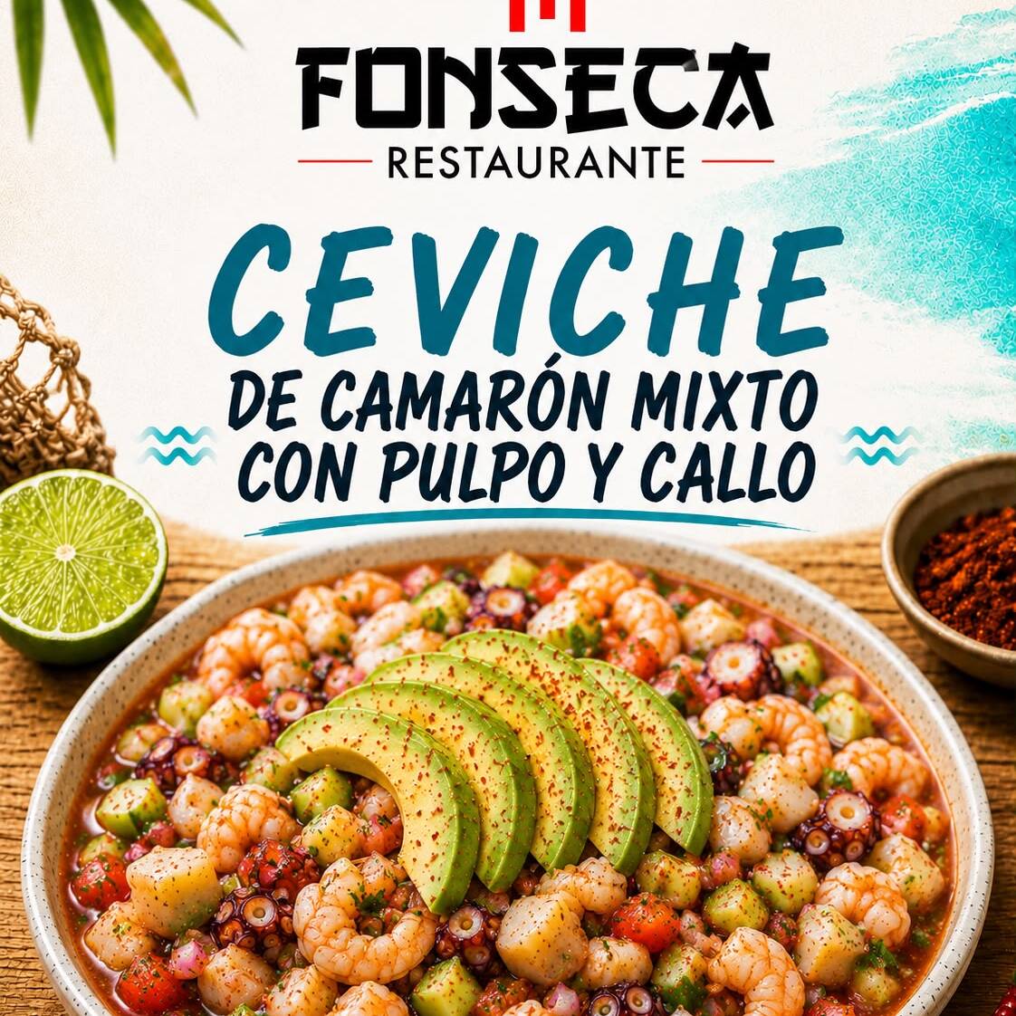 CEVICHE DE CAMARON MIXTO CON PULPO Y CALLO