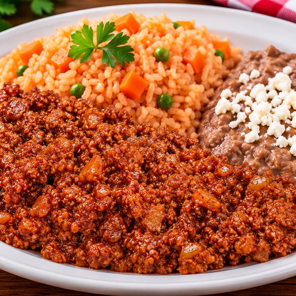 Prensado arroz y frijoles