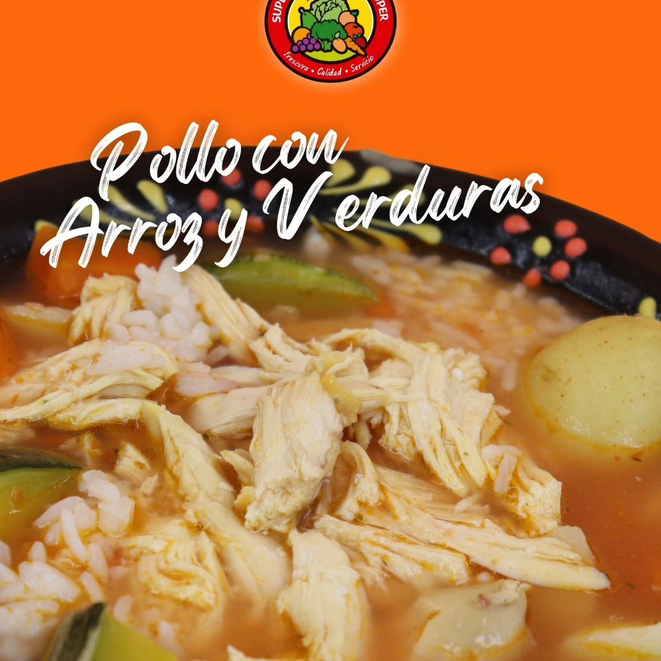 Caldo de pollo con verduras y arroz