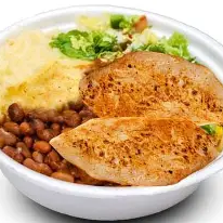 🍗 Filé de frango bem temperado e suculento
🍚 Arroz branco soltinho
🫘 Feijão caseiro
🍝 Macarrão alho e óleo
🥗 Salada fresca