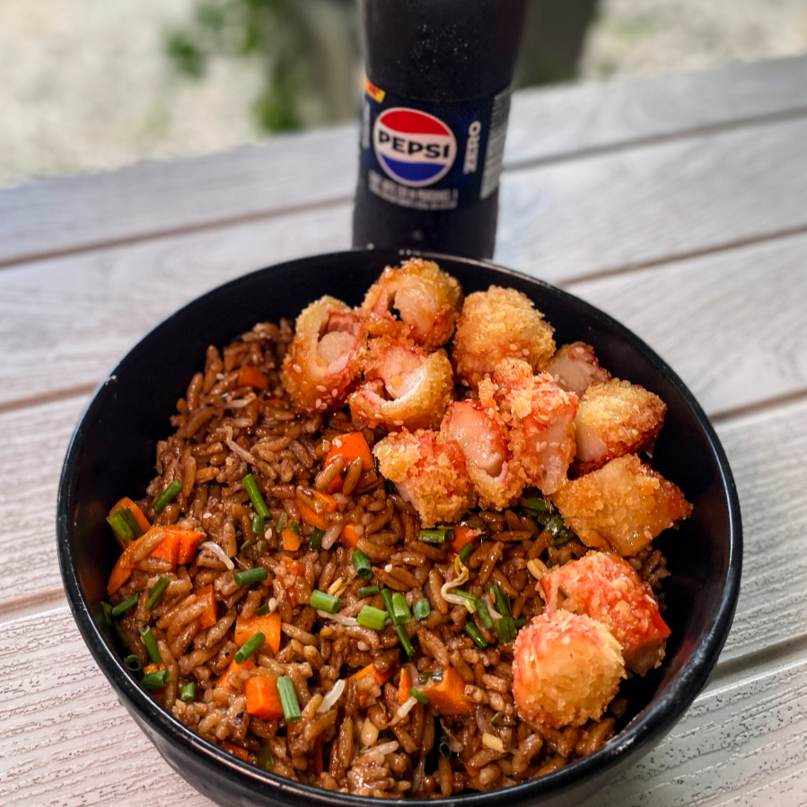 Arroz palmito crispy + bebida