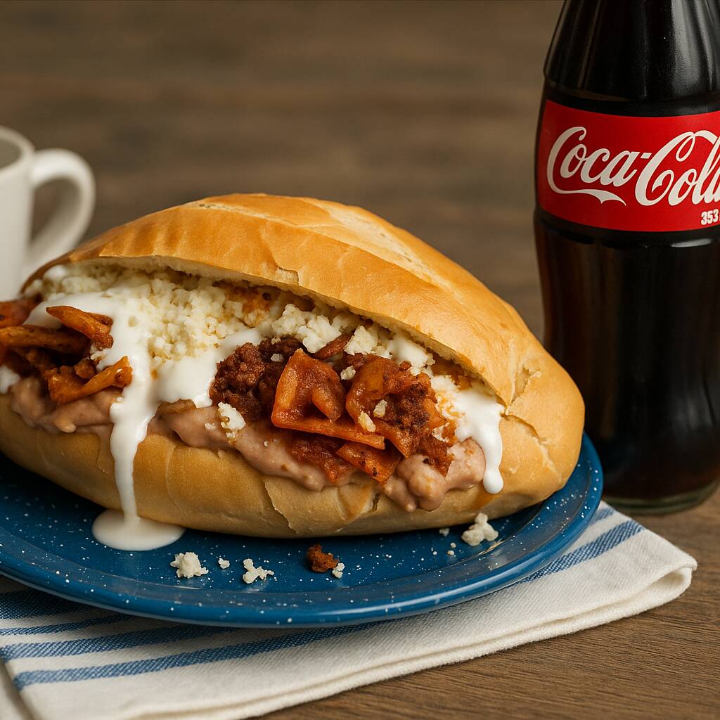 Torta de chilaquiles + Coca-Cola