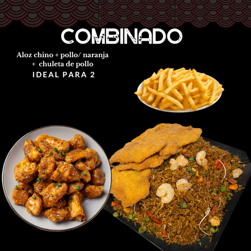 Combo Aloz Chino + Pollo Naranja + Chuleta Pollo