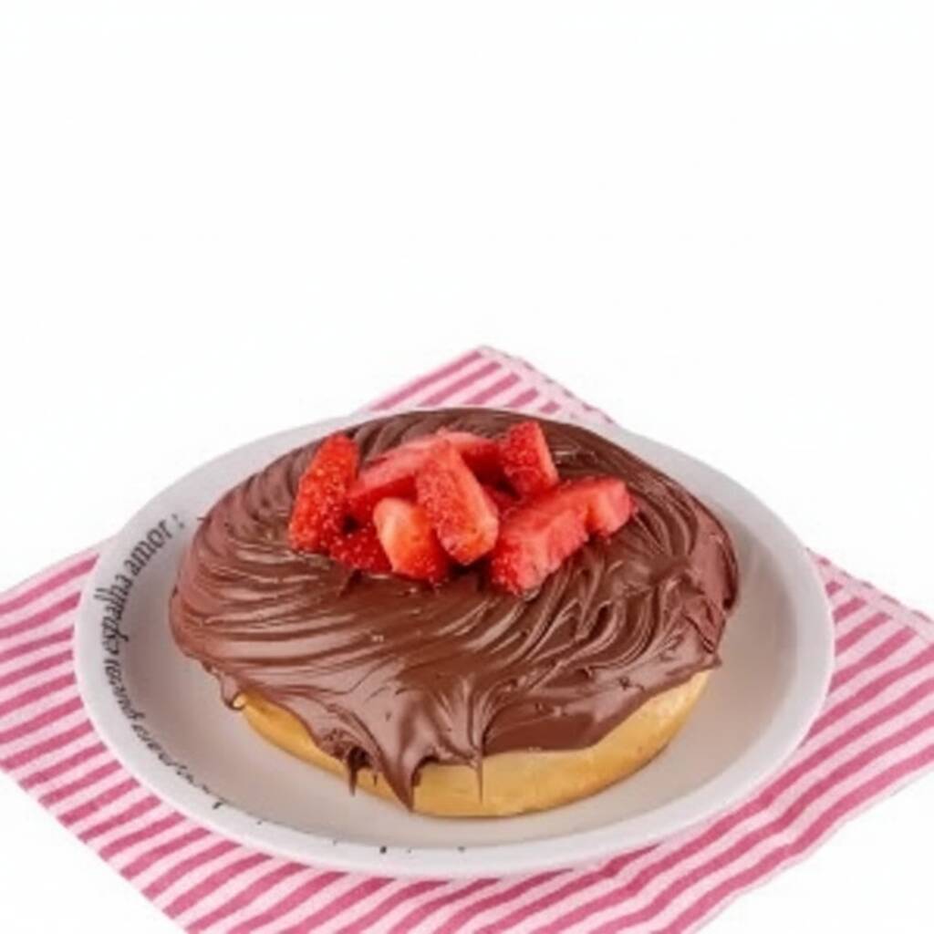 Donuts coberto com Nutella Original e morangos picados.
Acrescente recheio de Nutella se desejar!