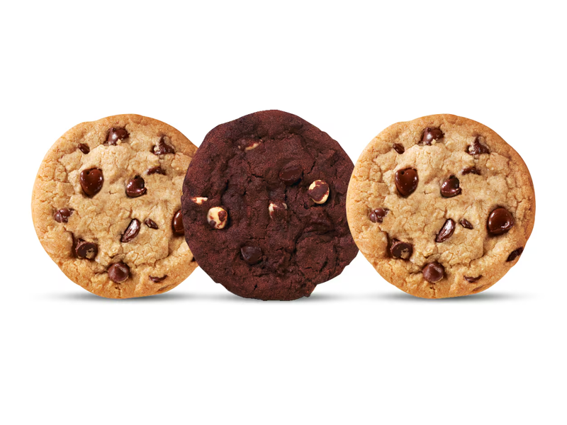 Escolha 3 cookies entre os sabores disponíveis com um desconto especial.