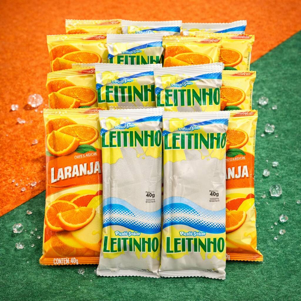 20 picolés de leite ou água à sua escolha.