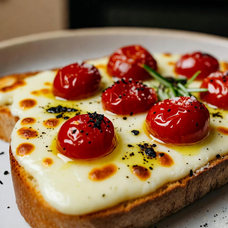 Queijo minas quente, tomate confitado com ervas finas no azeite extra virgem