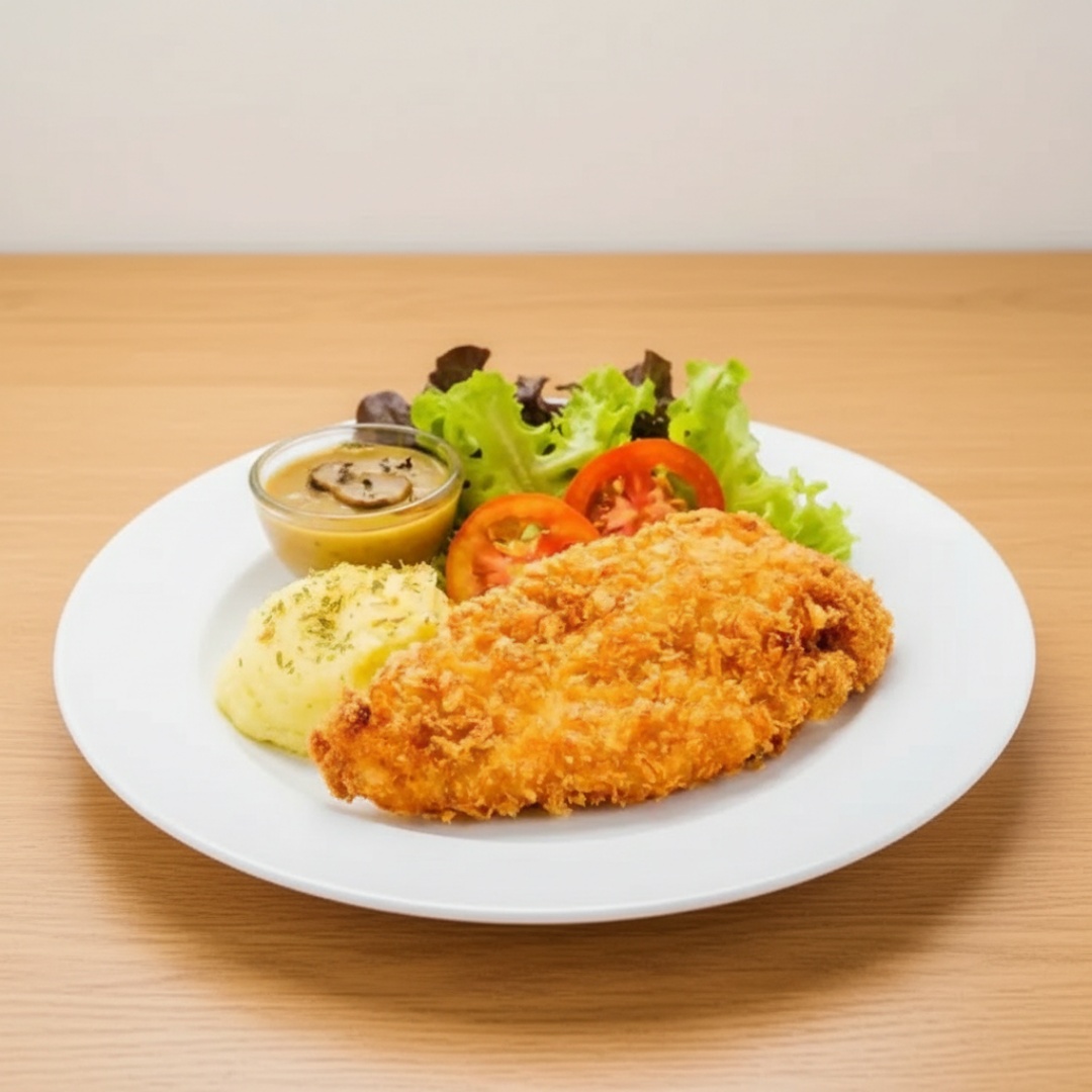 A Churrascaria Boi Branco apresenta a Marmita de Filé de frango a milanesa. Esta delicia é composta por suculentos pedaços de filé de frango empanado e frito, acompanhados de arroz branco leve e soltinho, um feijão carioca bem temperado e com gostinho de casa, uma farofa crocante e saborosa e pra finalizar uma porção de batata frita. Servimos este prato caseiro e repleto de sabor no almoço. O tamanho da marmita é médio, perfeito para satisfazer o seu apetite. Venha experimentar marmita pequena de filé de frango a milanesa Serve 1 pessoa