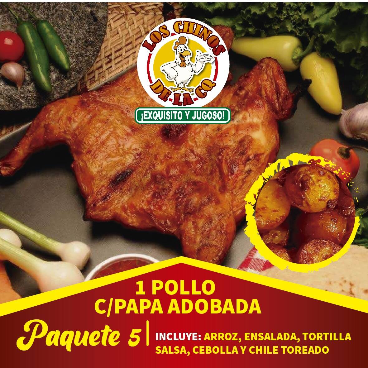 1 Pollo con Papa Adobada