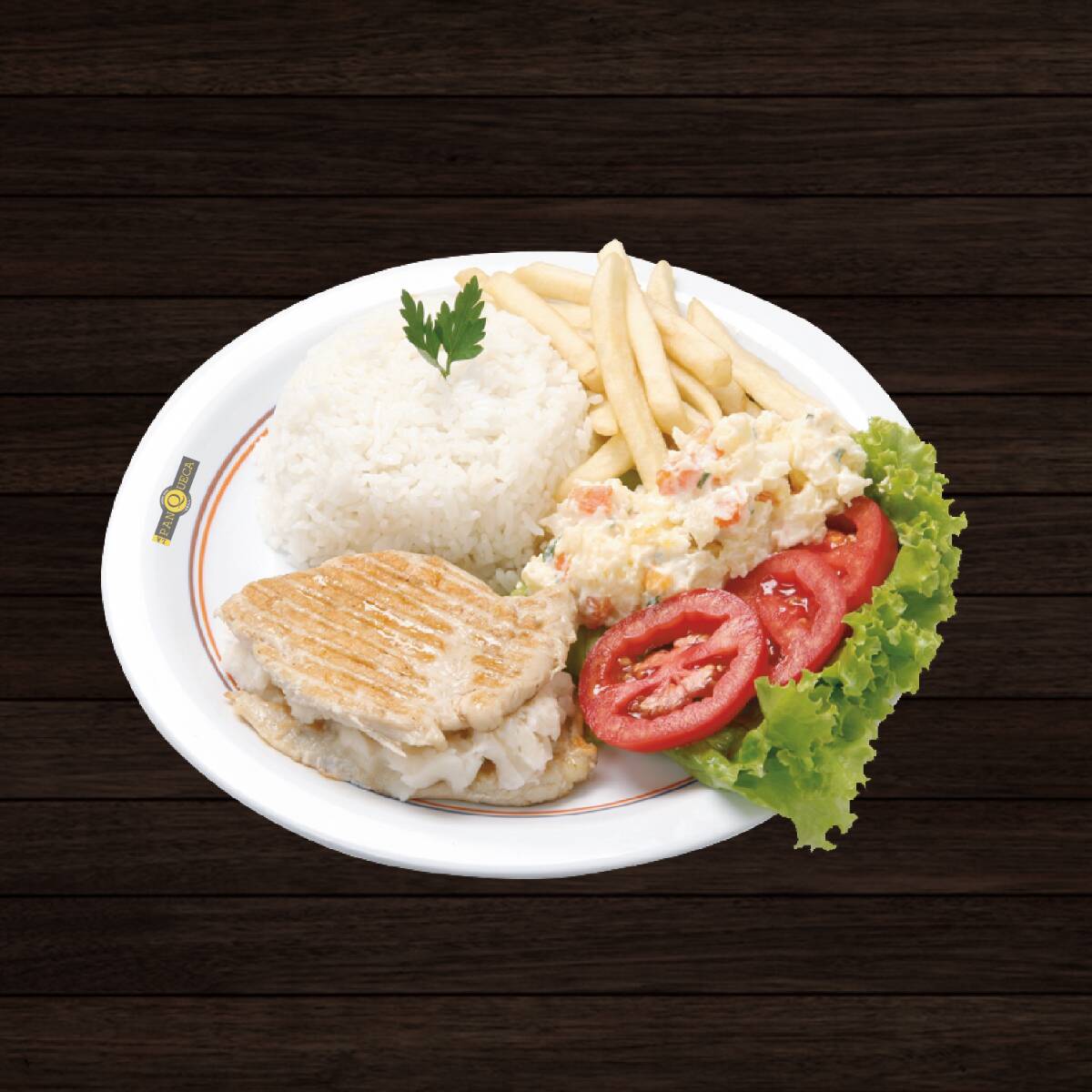 Arroz, Fritas, Maionese E Salada De Alface e Tomate