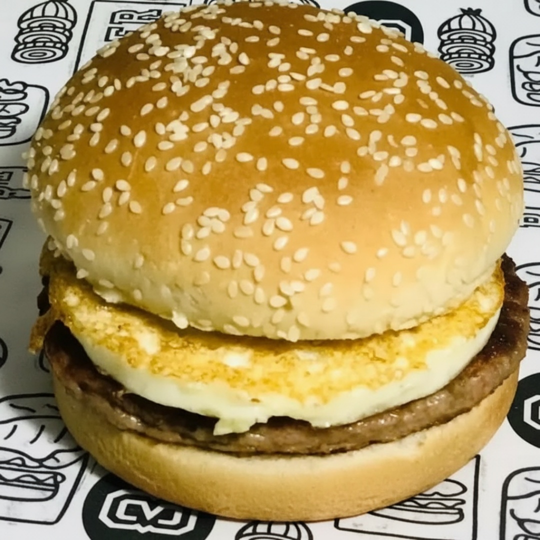 Pão, carne e ovo.