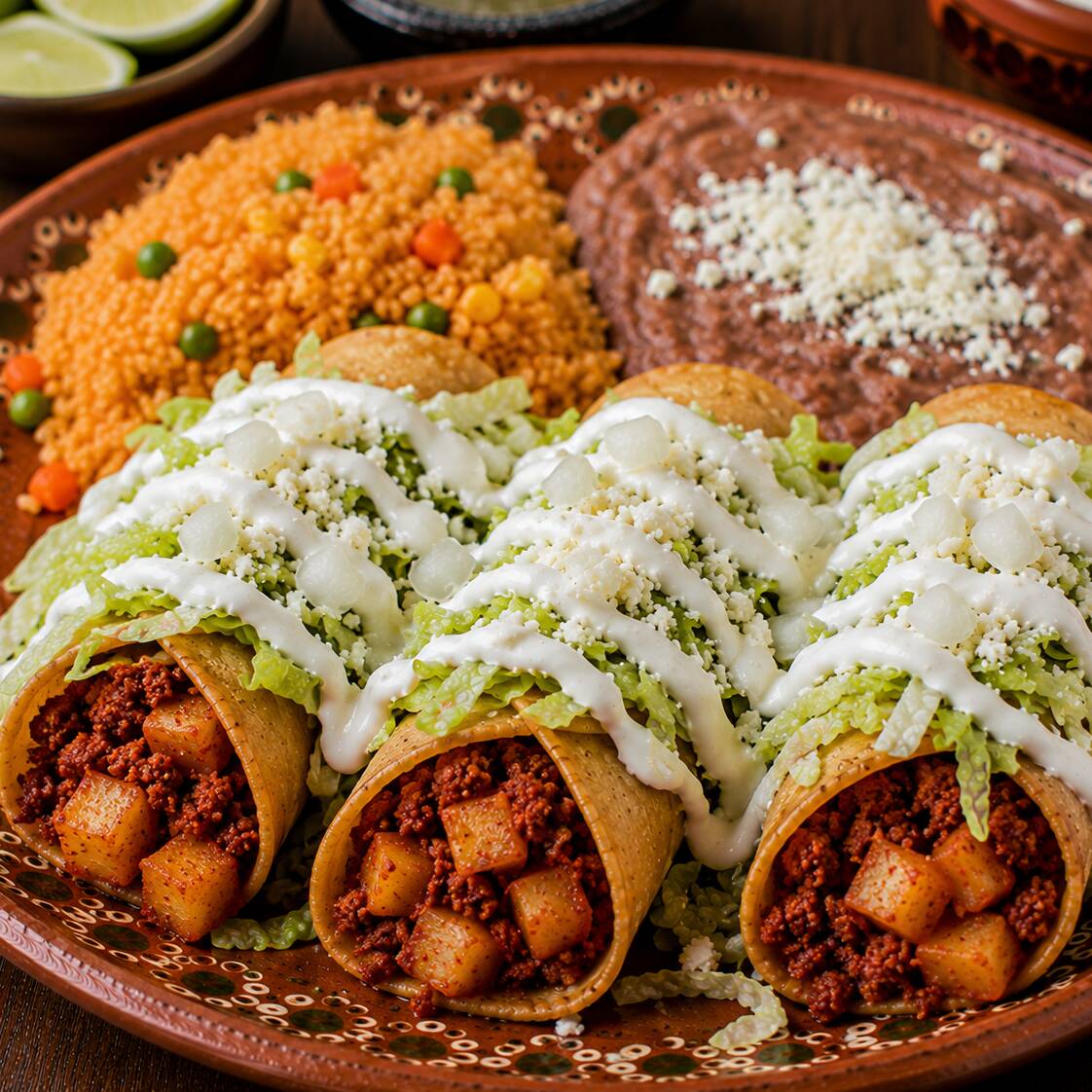 Tacos Dorados de Chorizo con Papa