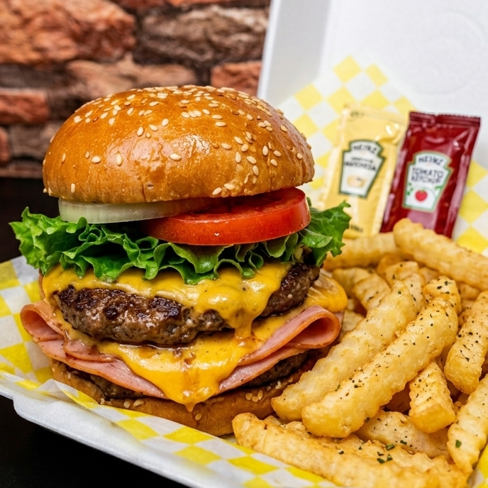 Hamburguesa Doble Carne 🍟,+🍔 🍖🍖