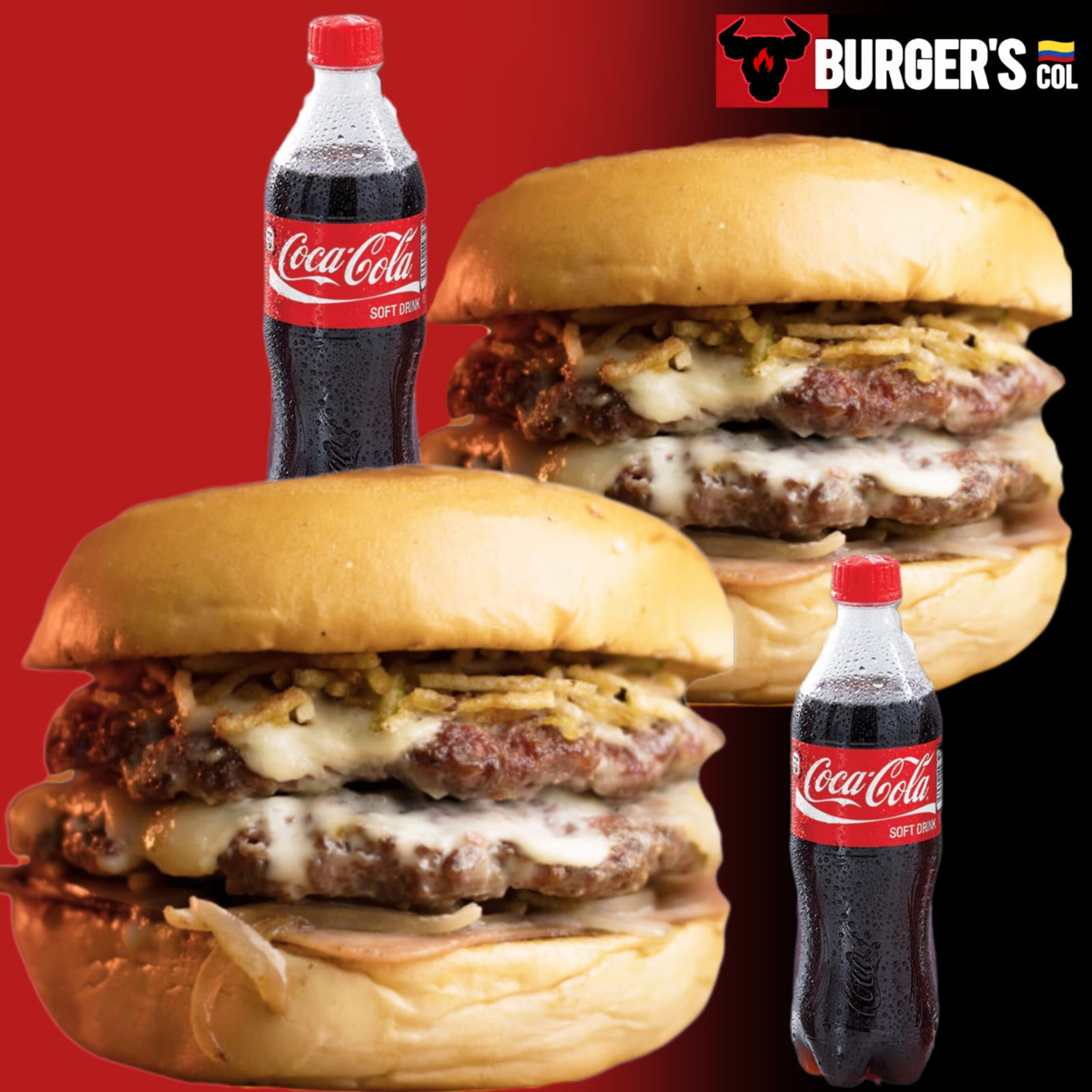 COMBO 2 BURGER DOBE CARNE + GASEOSAS (PROMO)🌟.