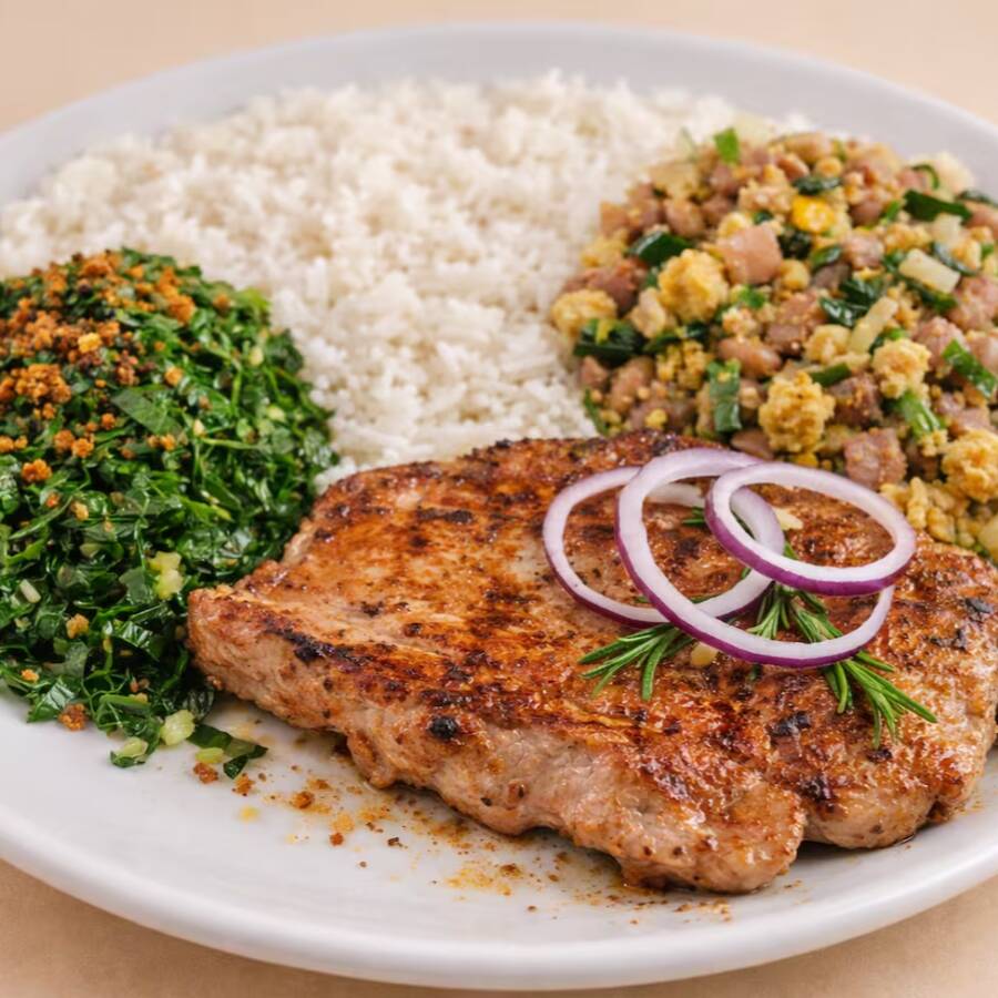 Arroz, Feijão Tropeiro, Pernil E Couve.