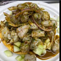 Tostada de Aguachile Verde & Negro