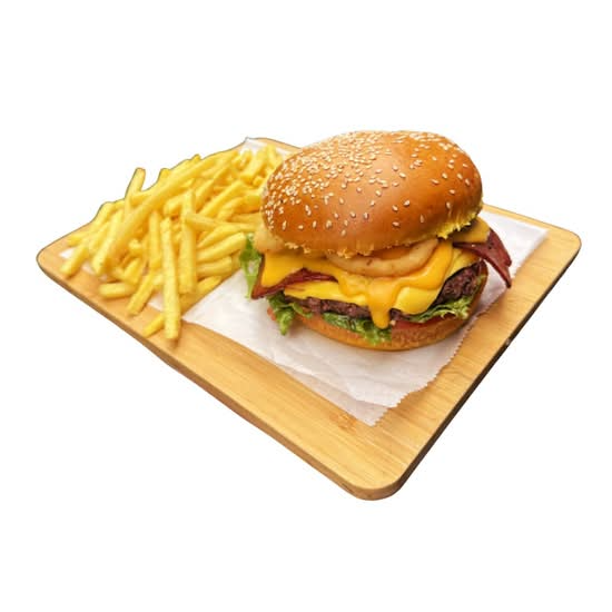 Hamburguesa Aros con Papas Fritas