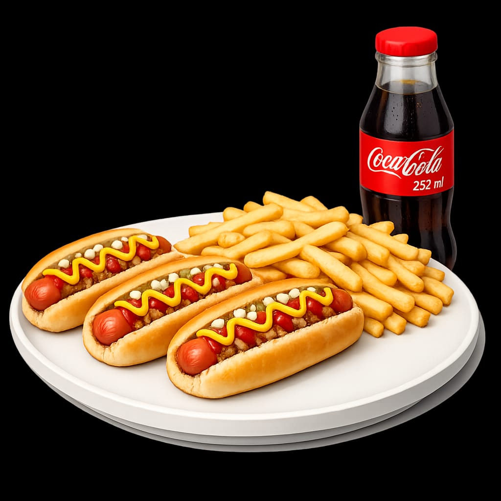 COMBO N° 5: 3 HOTDOGS SENCILLOS GRANDES