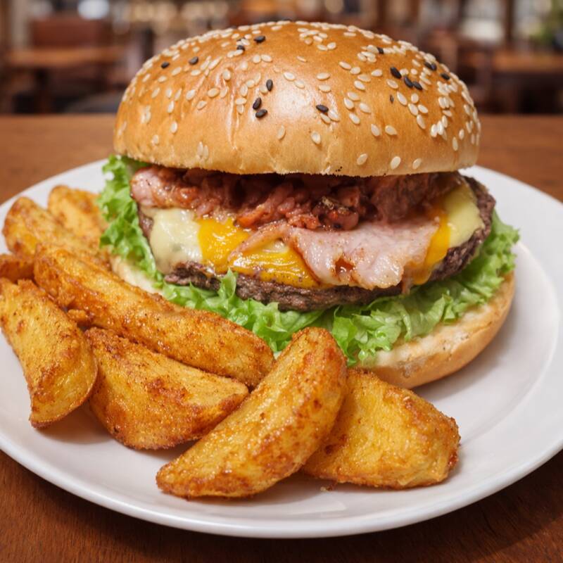 Super Combo de Hamburguesa, Papas y Refresco 355ml