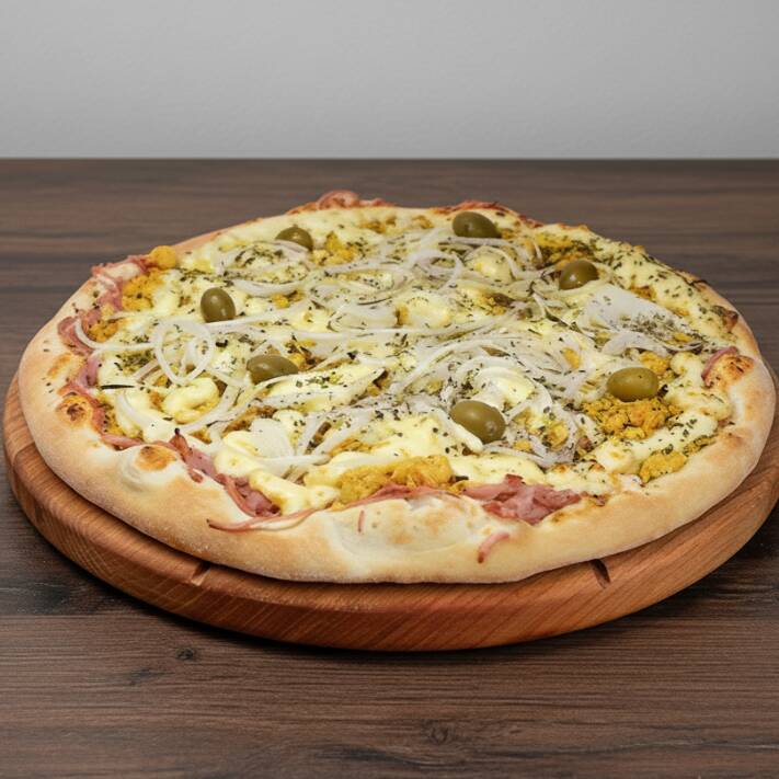 Frango, Champingnon, Presunto, Cebola, Ovos e Catupiry original