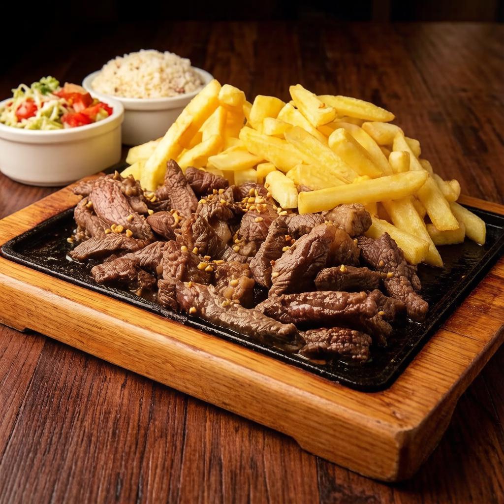 carne picada, com batata frita