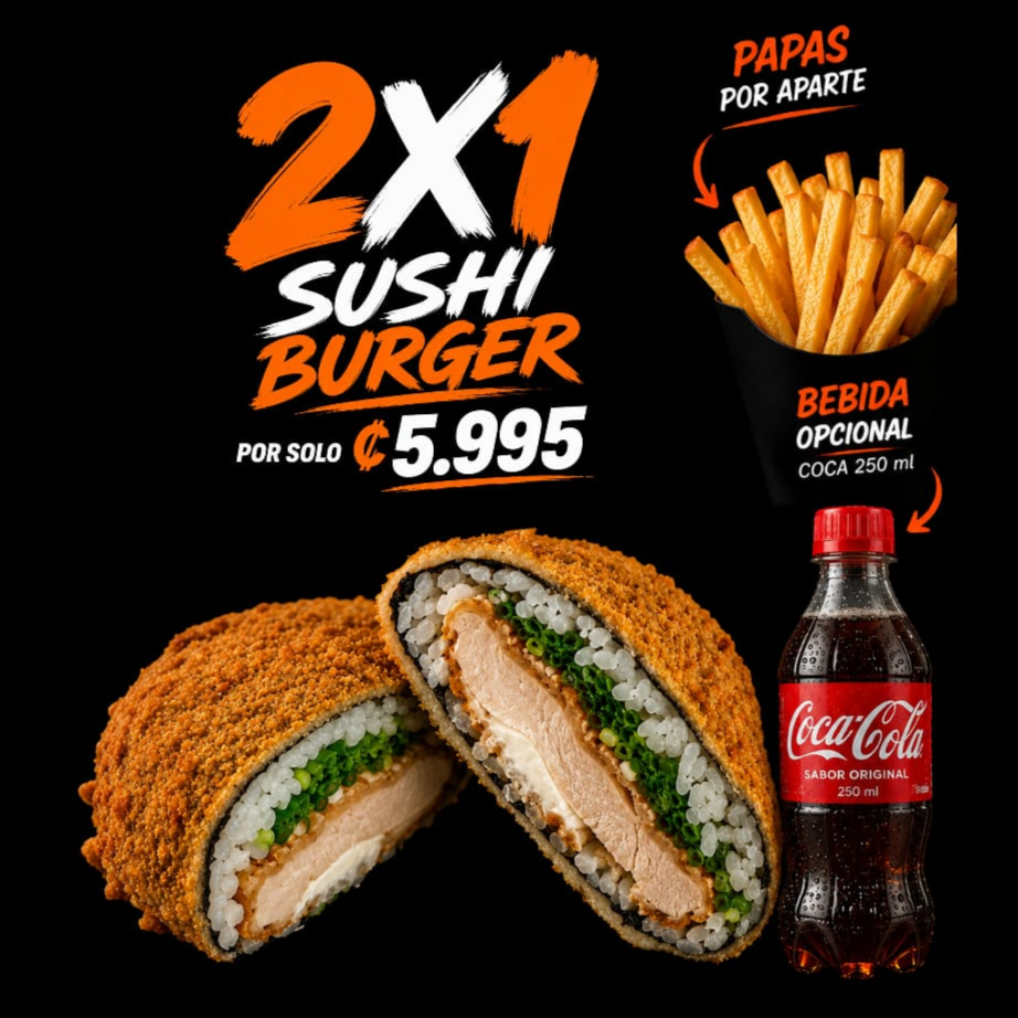 2x1 SUSHI BURGER EMPANIZADAS + SALSA DULCES