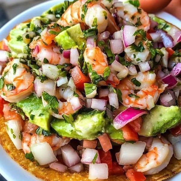 Tostada de Ceviche de Camaron