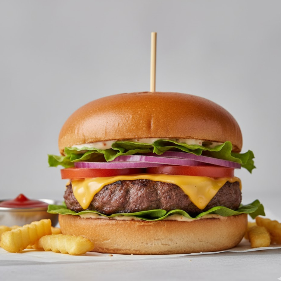 Pao De Hamburguer Fresquinho ,Hamburguer Perdigao,Maionese, Presunto,Queijo Mussarela,Tomate Alface E Uma Salsicha Deliçiosa. A Pedido Dos Fans De Vina !