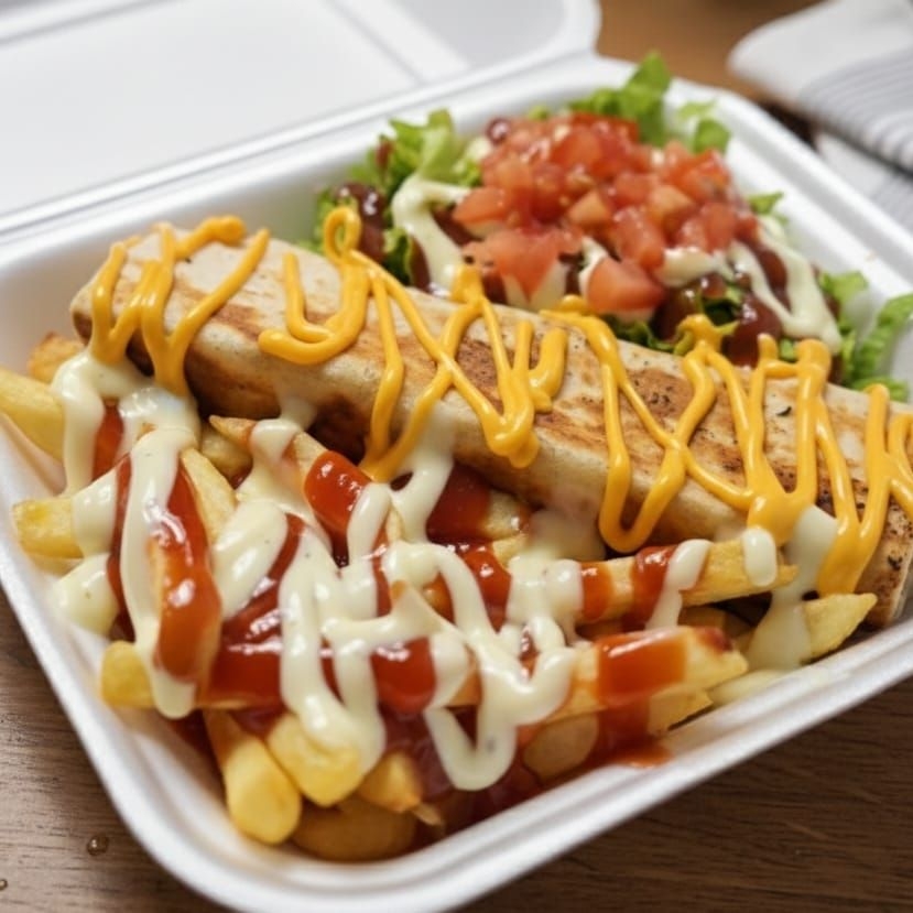 Burrito con papas + té frio