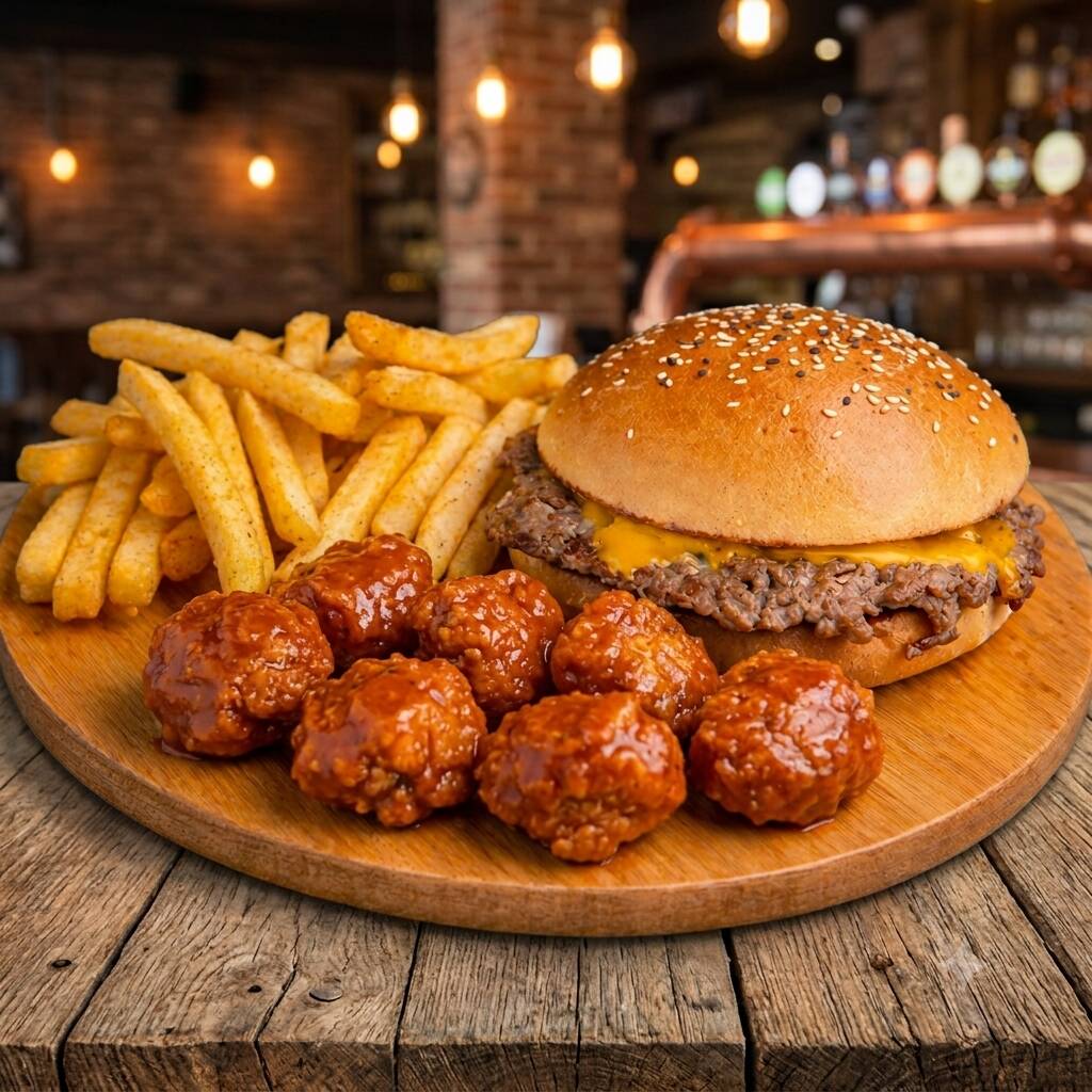 Cheese Burger + 6Pz Boneless + Papas