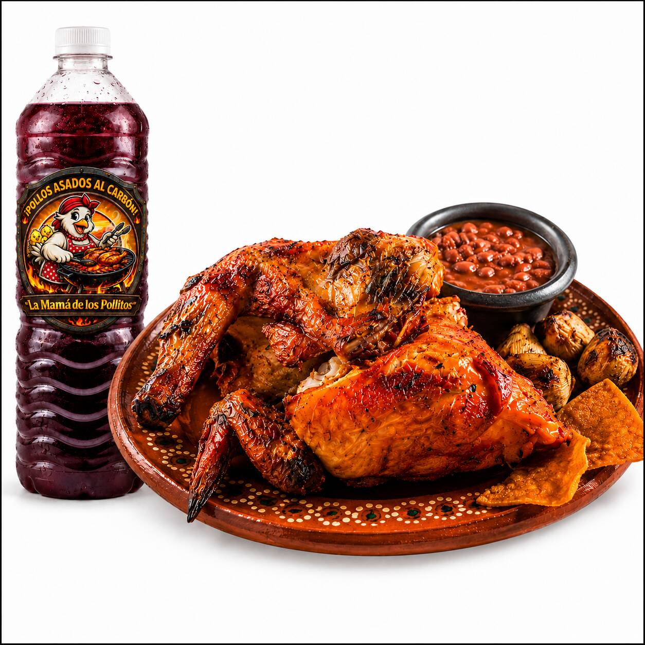 Pollo Asado al Carbón + 1lt de Agua de Jamaica