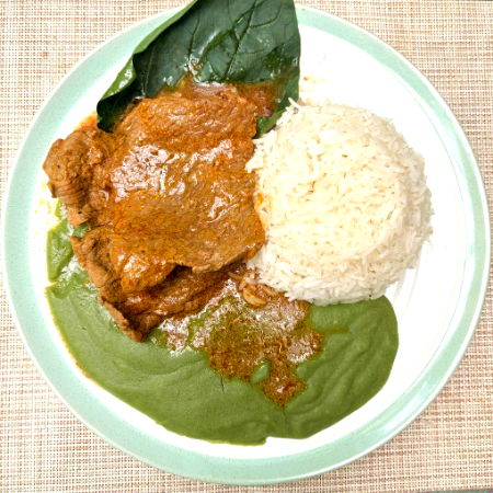 Pure de Espinaca con Asado de Res